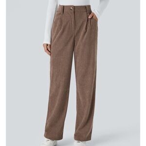 High Waisted Zipper Pocket Corduroy Casual Pants